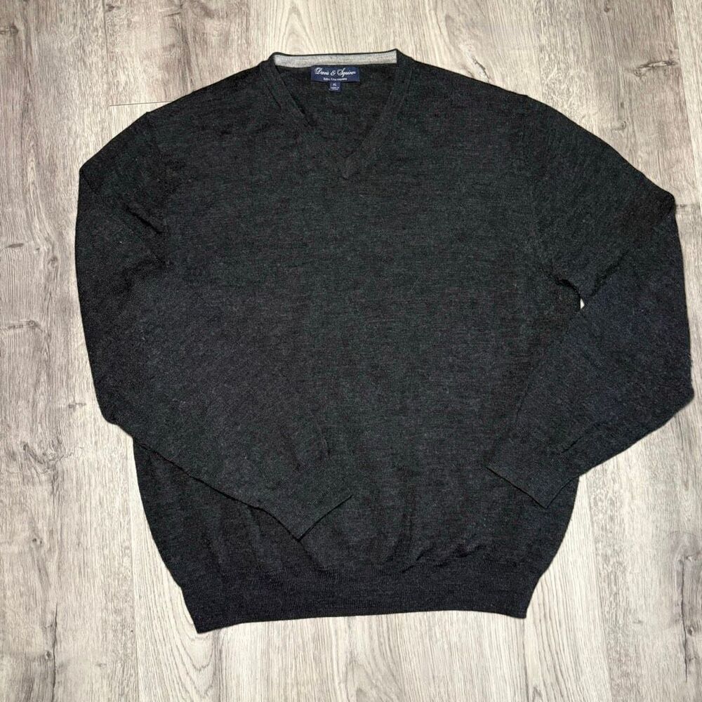 Davis & Squire Extra Fine Merino Wool Gray Pullover Sweater Men's Size xl